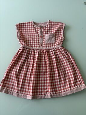 Oso & Me Red Gingham Reversible Kids Dress - Classic Checked Cotton Sz 4